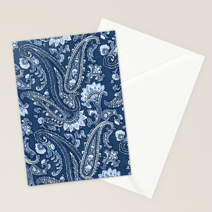 Blue indigo paisley Stationery Card Gallery Image 2