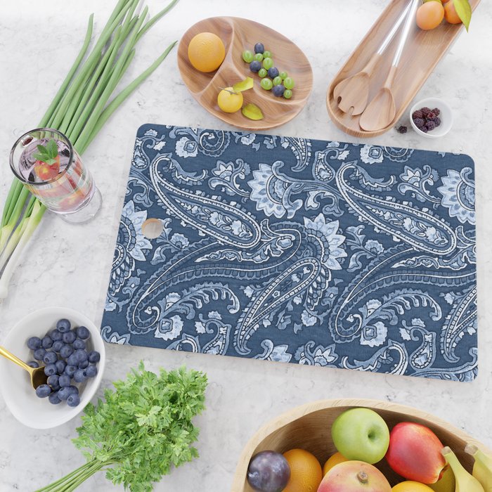 Blue indigo paisley Cutting Board Gallery Image 2