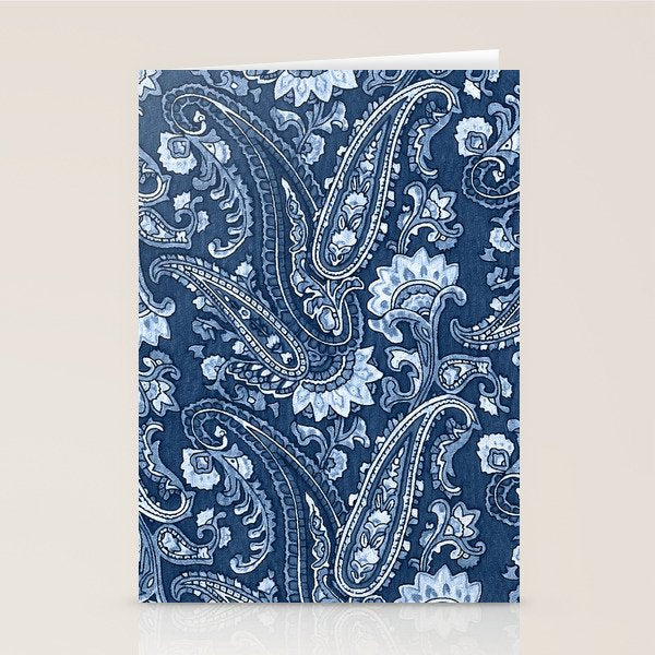 Blue indigo paisley Stationery Card Gallery Image 1