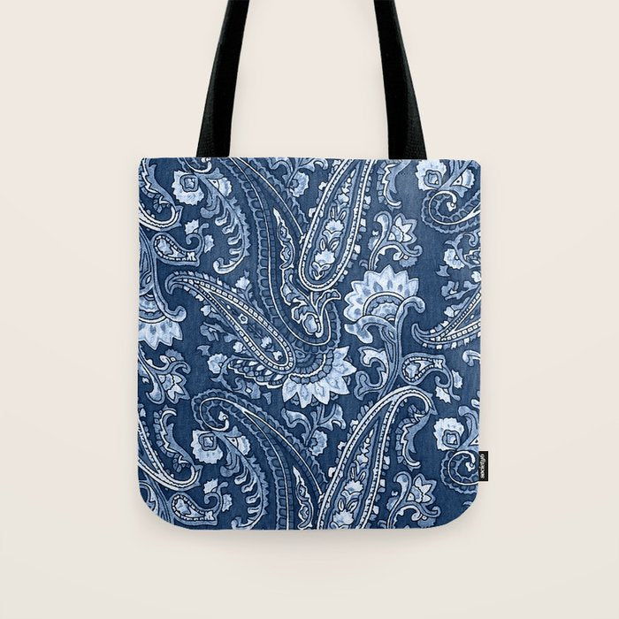 Blue indigo paisley Tote Bag Gallery Image 1
