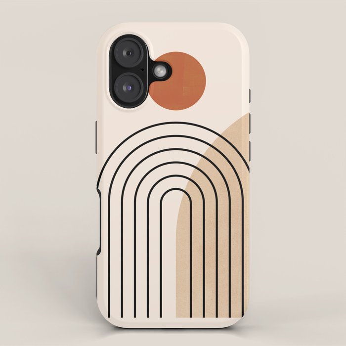 Abstraction_NEW_SUN_DAWN_MOUNTAINS_LINE_POP_ART_008B iPhone Case Gallery Image 1