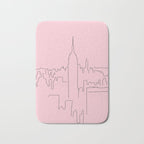 New York City Minimal Line Preppy Pink Bath Mat Gallery Image 1
