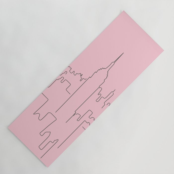 New York City Minimal Line Preppy Pink Yoga Mat Gallery Image 1