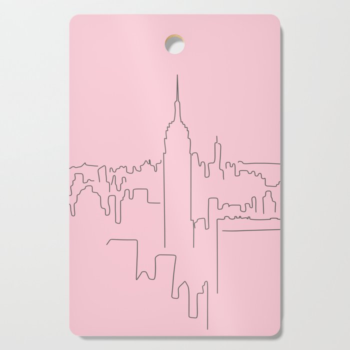 New York City Minimal Line Preppy Pink Cutting Board Gallery Image 1