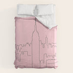 New York City Minimal Line Preppy Pink Duvet Cover Gallery Image 6