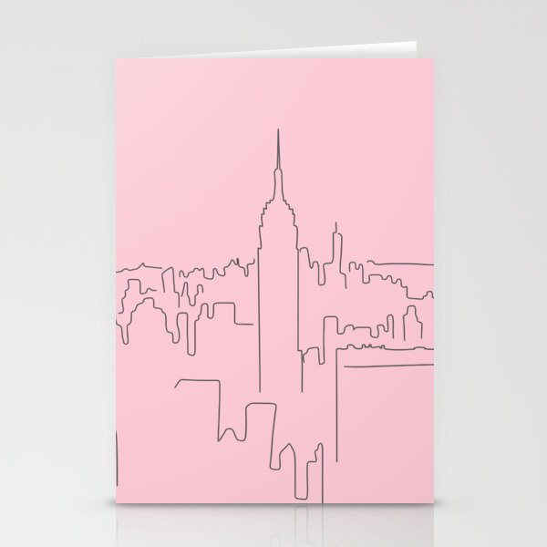 New York City Minimal Line Preppy Pink Stationery Card Gallery Image 1