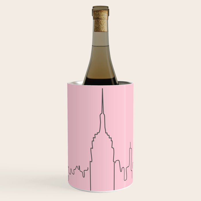 New York City Minimal Line Preppy Pink Wine Chiller Gallery Image 1