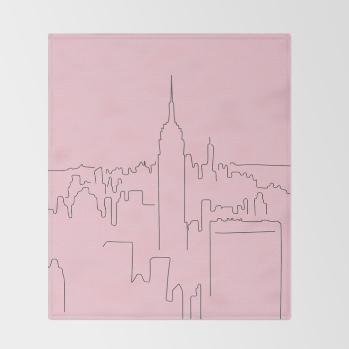 New York City Minimal Line Preppy Pink Throw Blanket Gallery Image 2