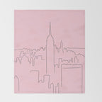 New York City Minimal Line Preppy Pink Throw Blanket Gallery Image 2