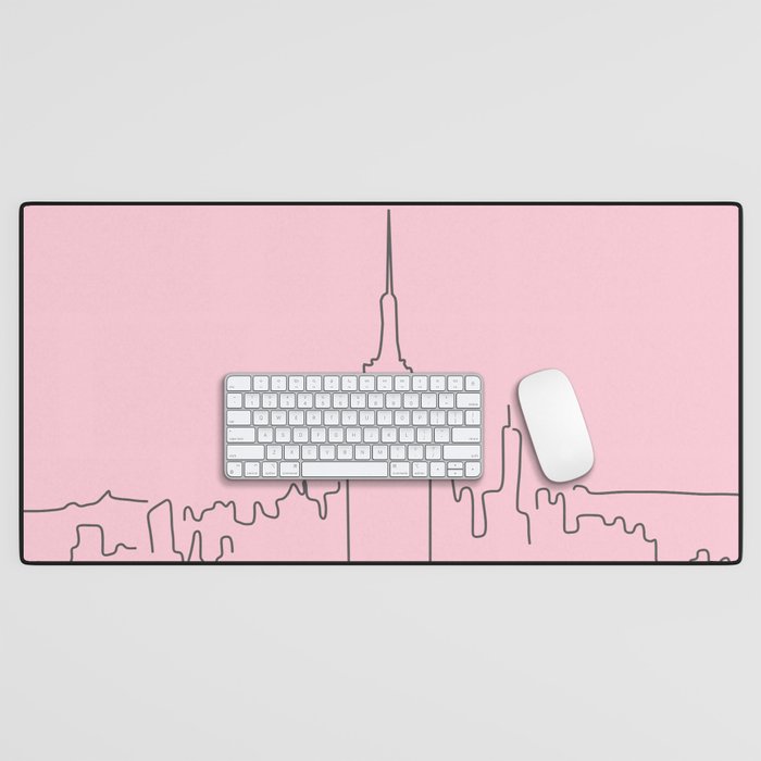 New York City Minimal Line Preppy Pink Desk Mat Gallery Image 1
