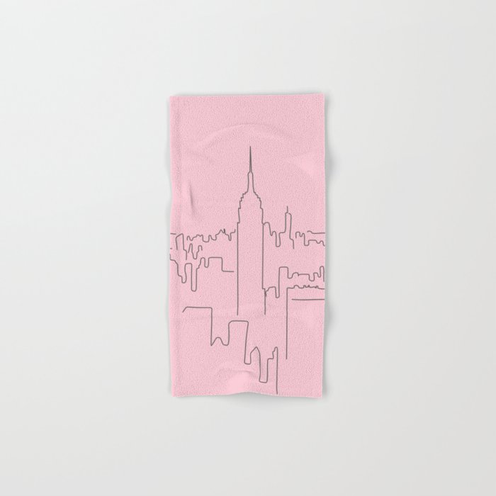 New York City Minimal Line Preppy Pink Bath Towel Gallery Image 1