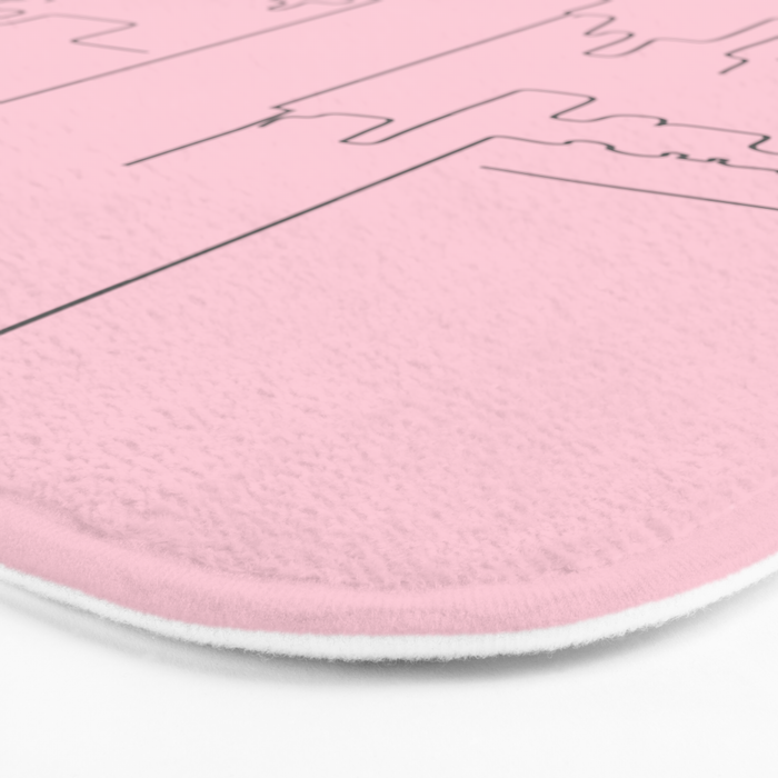New York City Minimal Line Preppy Pink Bath Mat Gallery Image 3
