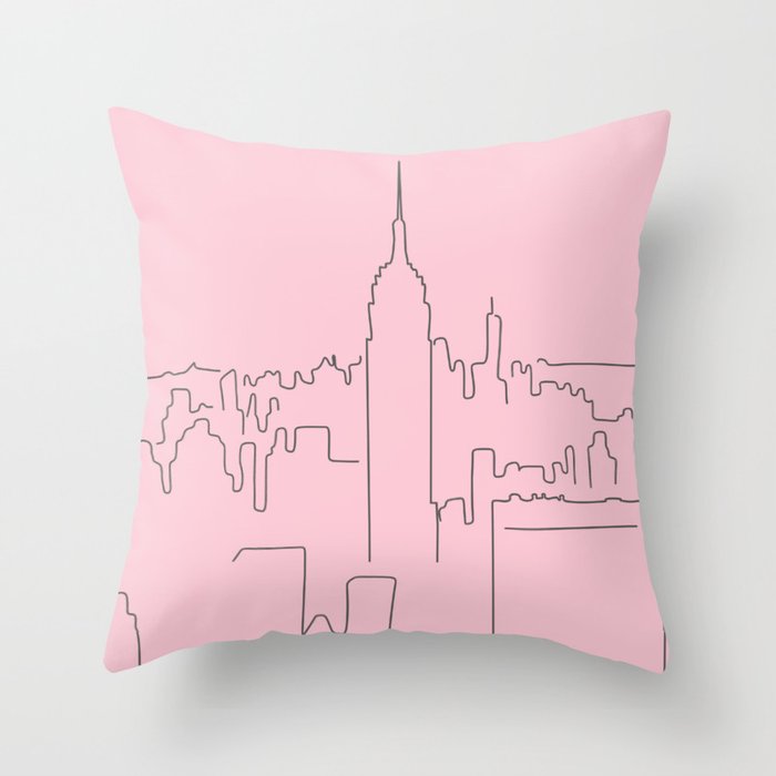 New York City Minimal Line Preppy Pink Throw Pillow Gallery Image 6