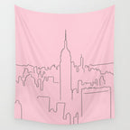 New York City Minimal Line Preppy Pink Wall Tapestry Gallery Image 4