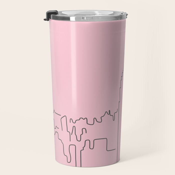 New York City Minimal Line Preppy Pink Travel Mug Gallery Image 3
