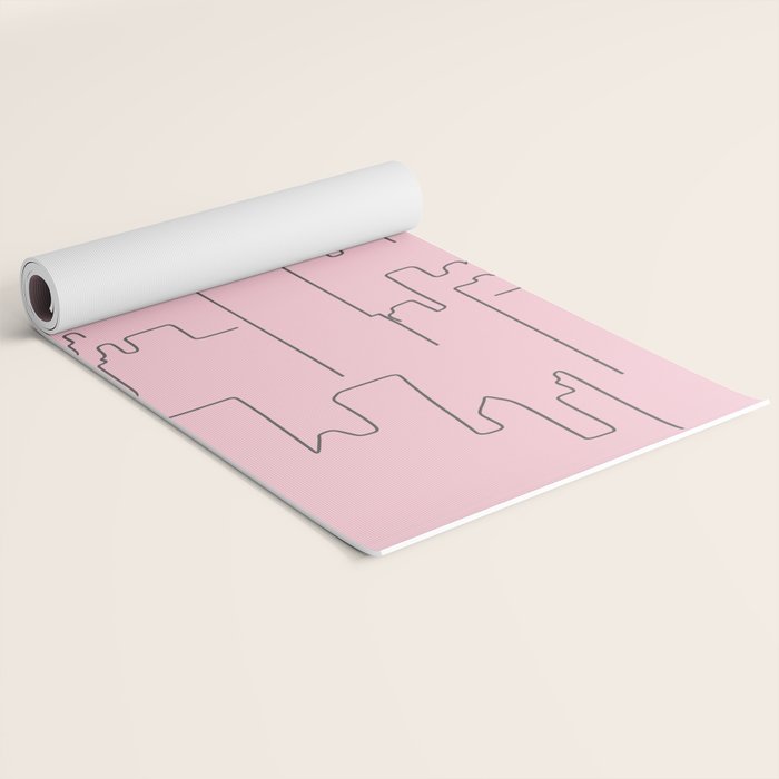 New York City Minimal Line Preppy Pink Yoga Mat Gallery Image 2