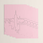 New York City Minimal Line Preppy Pink Wrapping Paper Gallery Image 3