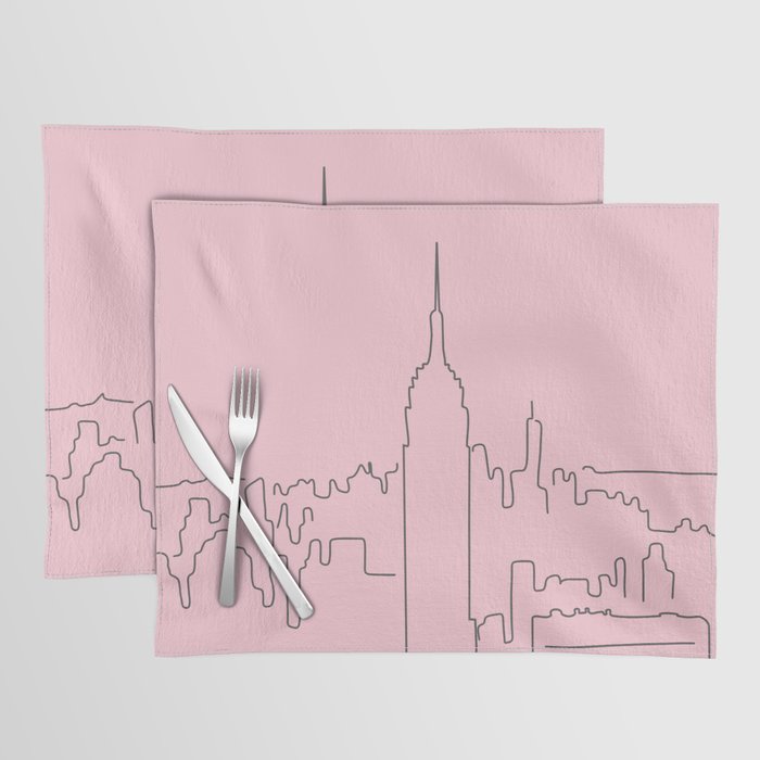 New York City Minimal Line Preppy Pink Placemat Gallery Image 1