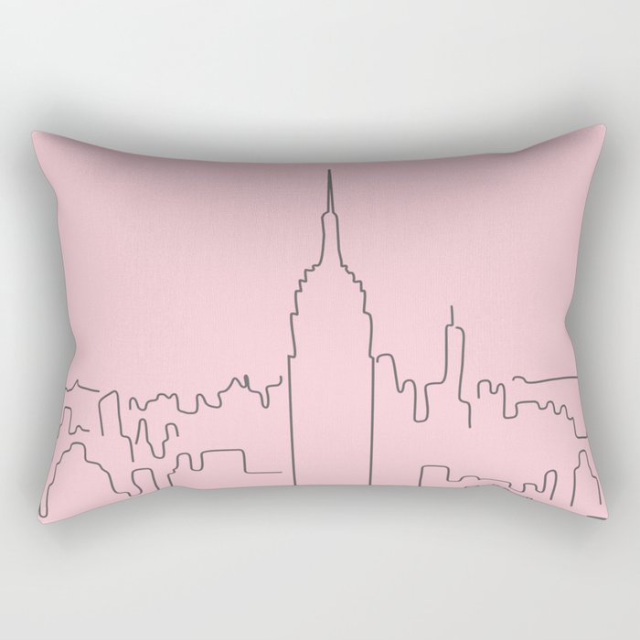 New York City Minimal Line Preppy Pink Rectangular Pillow Gallery Image 1