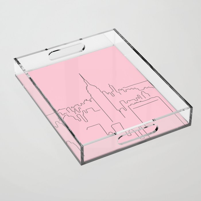 New York City Minimal Line Preppy Pink Acrylic Tray Gallery Image 1