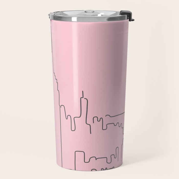 New York City Minimal Line Preppy Pink Travel Mug Gallery Image 2
