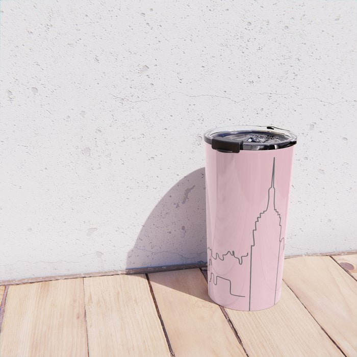 New York City Minimal Line Preppy Pink Travel Mug Gallery Image 4