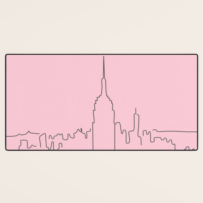 New York City Minimal Line Preppy Pink Desk Mat Gallery Image 3