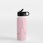 New York City Minimal Line Preppy Pink Water Bottle Gallery Image 1