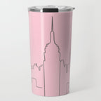 New York City Minimal Line Preppy Pink Travel Mug Gallery Image 1