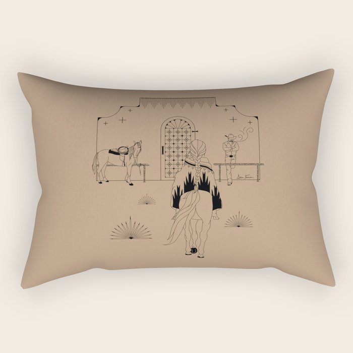 Last Stop - Tan & Black Rectangular Pillow Gallery Image 2