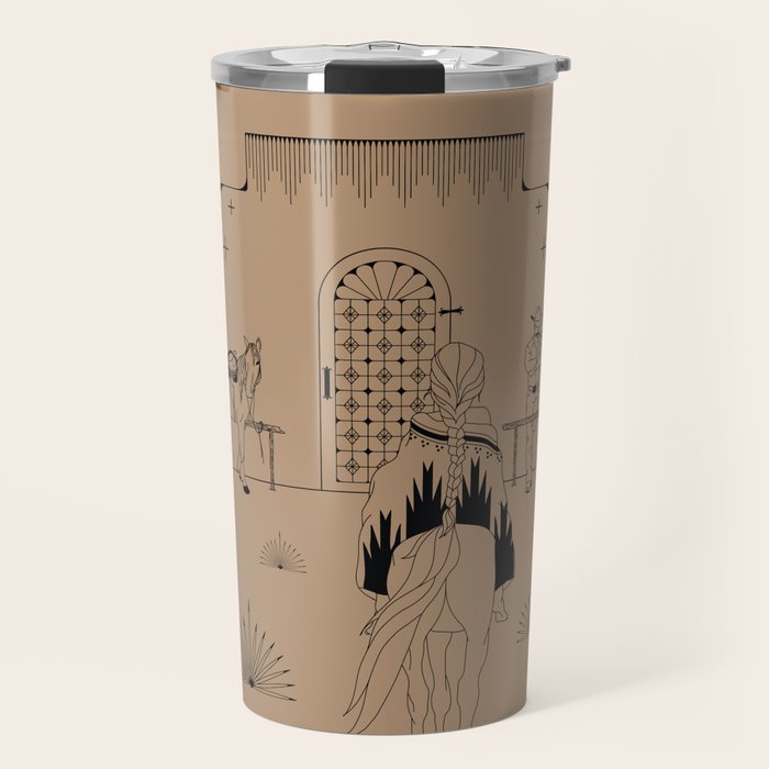 Last Stop - Tan & Black Travel Mug Gallery Image 1