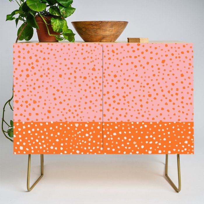 Pink & Orange Painted Smudge Dots Cute Minimal Color Block Credenza Gallery Image 1