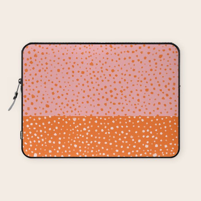 Pink & Orange Painted Smudge Dots Cute Minimal Color Block Laptop Sleeve Gallery Image 1