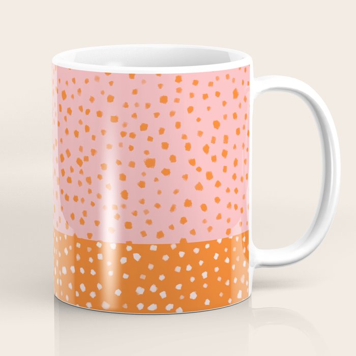 Pink & Orange Painted Smudge Dots Cute Minimal Color Block Coffee Mug Gallery Image 1
