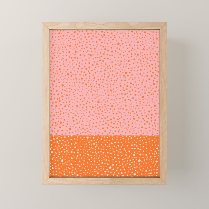 Pink & Orange Painted Smudge Dots Cute Minimal Color Block Mini Art Print Gallery Image 1
