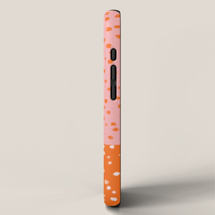Pink & Orange Painted Smudge Dots Cute Minimal Color Block iPhone Case Gallery Image 2