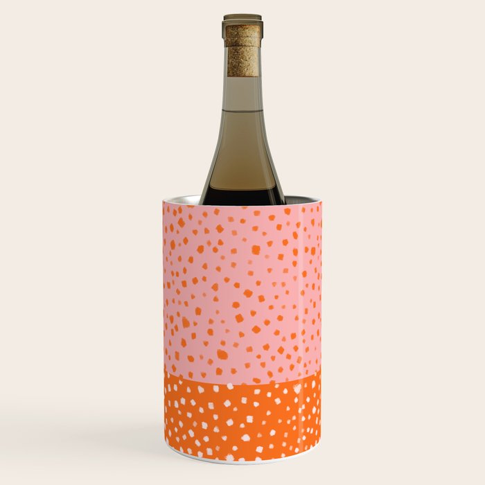 Pink & Orange Painted Smudge Dots Cute Minimal Color Block Wine Chiller Gallery Image 2