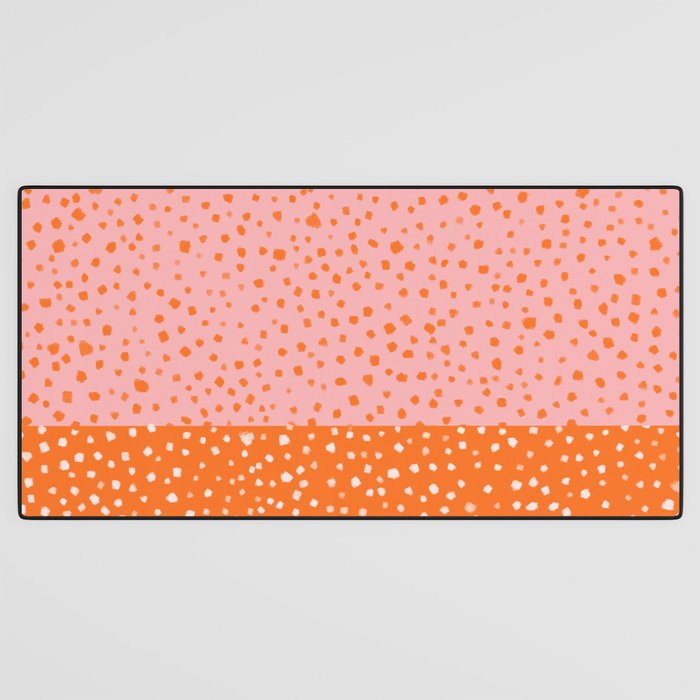 Pink & Orange Painted Smudge Dots Cute Minimal Color Block Desk Mat Gallery Image 3