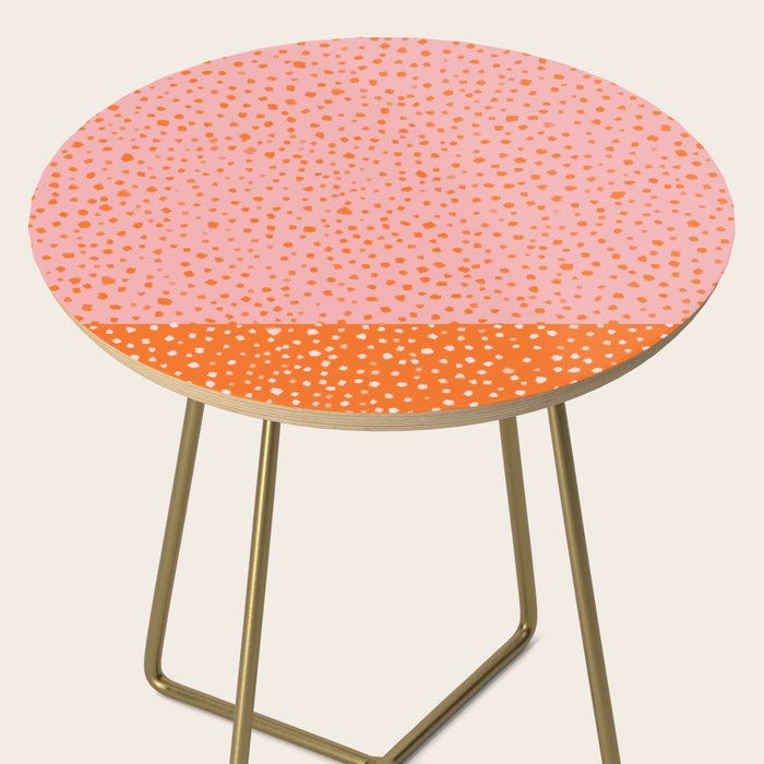 Pink & Orange Painted Smudge Dots Cute Minimal Color Block Side Table Gallery Image 2
