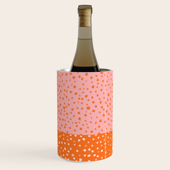 Pink & Orange Painted Smudge Dots Cute Minimal Color Block Wine Chiller Gallery Image 3
