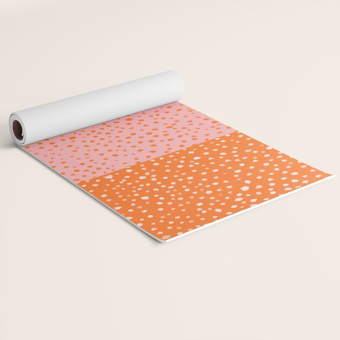 Pink & Orange Painted Smudge Dots Cute Minimal Color Block Yoga Mat Gallery Image 2