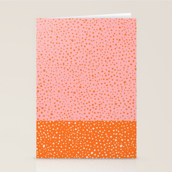 Pink & Orange Painted Smudge Dots Cute Minimal Color Block Stationery Card Gallery Image 2