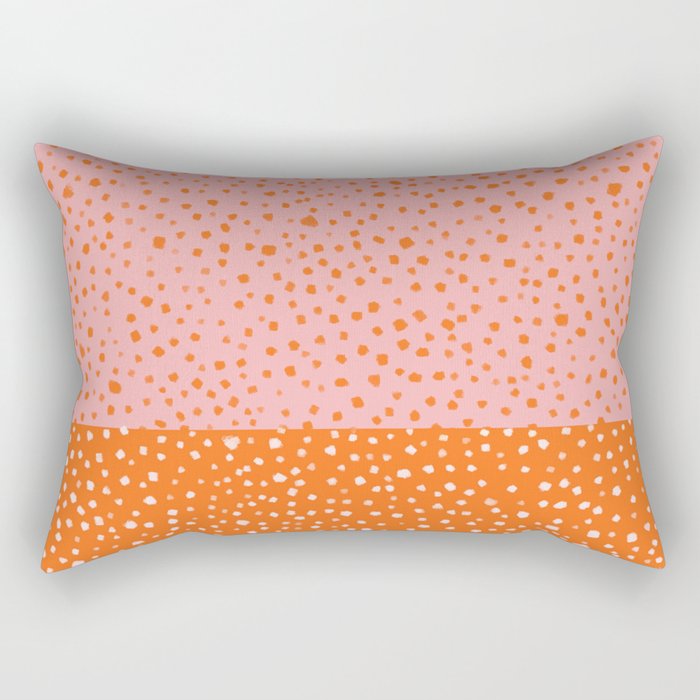 Pink & Orange Painted Smudge Dots Cute Minimal Color Block Rectangular Pillow Gallery Image 2
