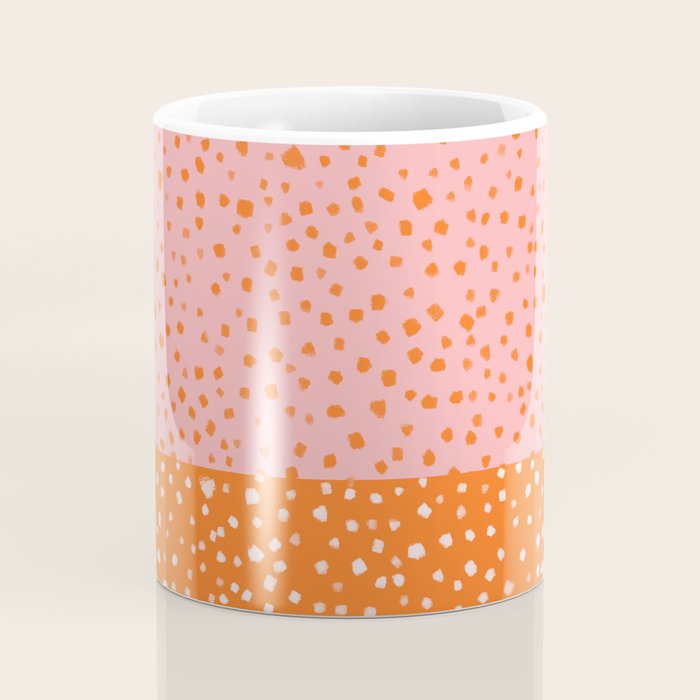 Pink & Orange Painted Smudge Dots Cute Minimal Color Block Coffee Mug Gallery Image 4