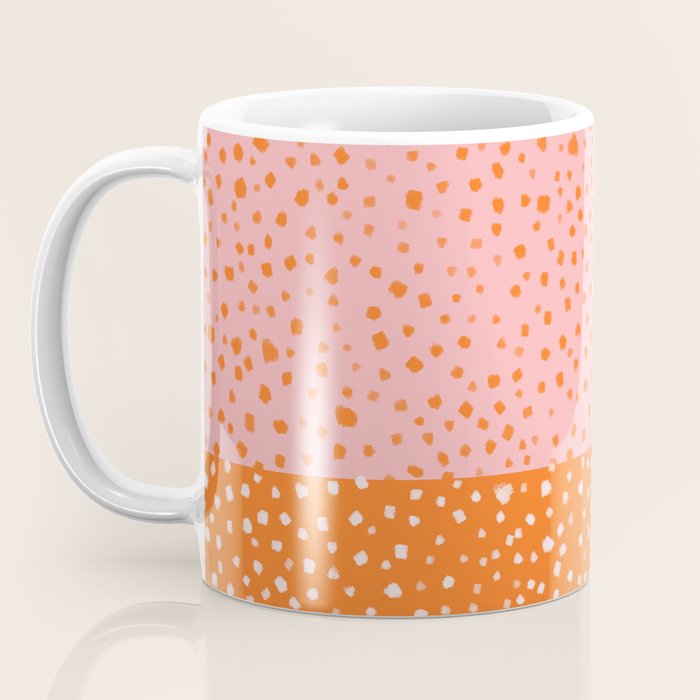 Pink & Orange Painted Smudge Dots Cute Minimal Color Block Coffee Mug Gallery Image 3
