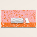 Pink & Orange Painted Smudge Dots Cute Minimal Color Block Desk Mat Gallery Image 1