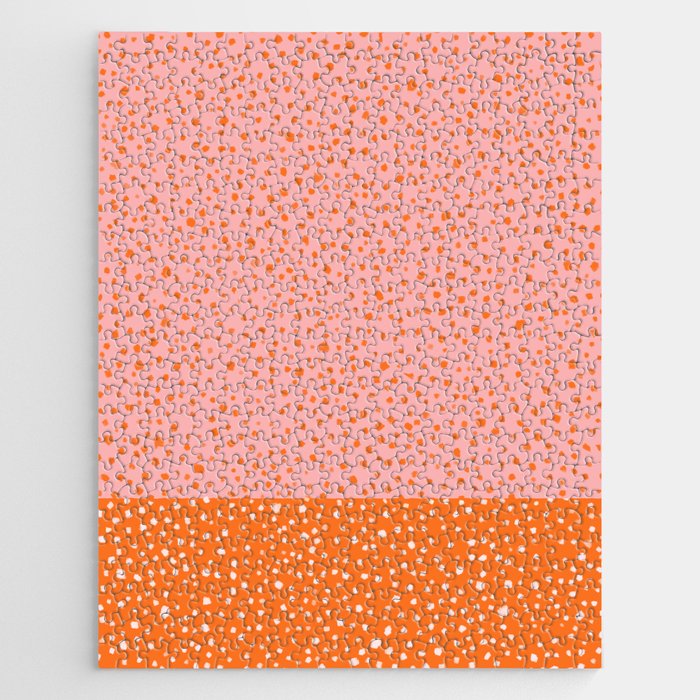 Pink & Orange Painted Smudge Dots Cute Minimal Color Block Jigsaw Puzzle Gallery Image 1