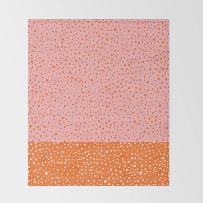 Pink & Orange Painted Smudge Dots Cute Minimal Color Block Throw Blanket Gallery Image 2