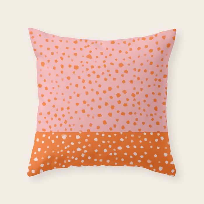 Pink & Orange Painted Smudge Dots Cute Minimal Color Block Throw Pillow Gallery Image 6