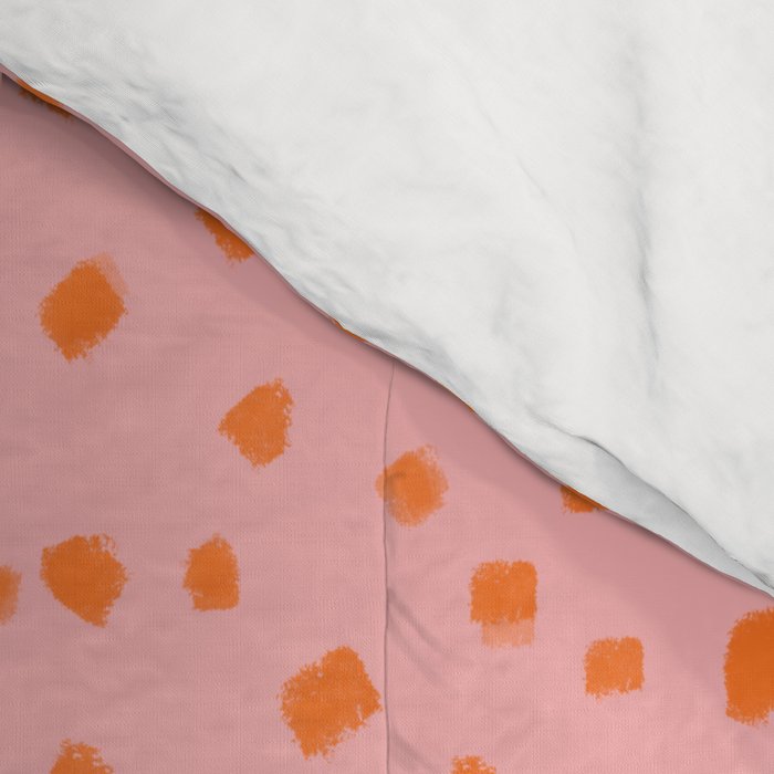 Pink & Orange Painted Smudge Dots Cute Minimal Color Block Comforter Gallery Image 4